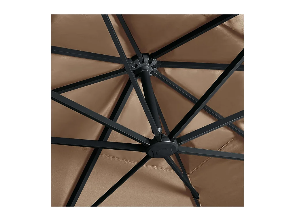 Parasol déporté avec lumières LED Aluminium 400x300 Taupe