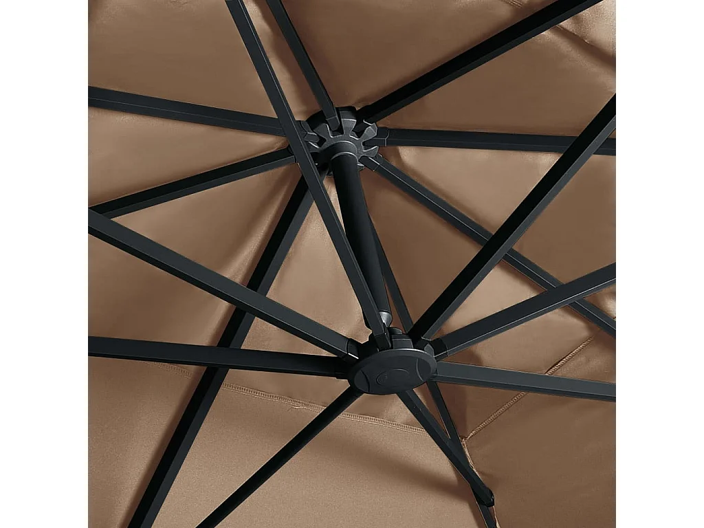 Parasol déporté avec lumières LED Aluminium 400x300 Taupe