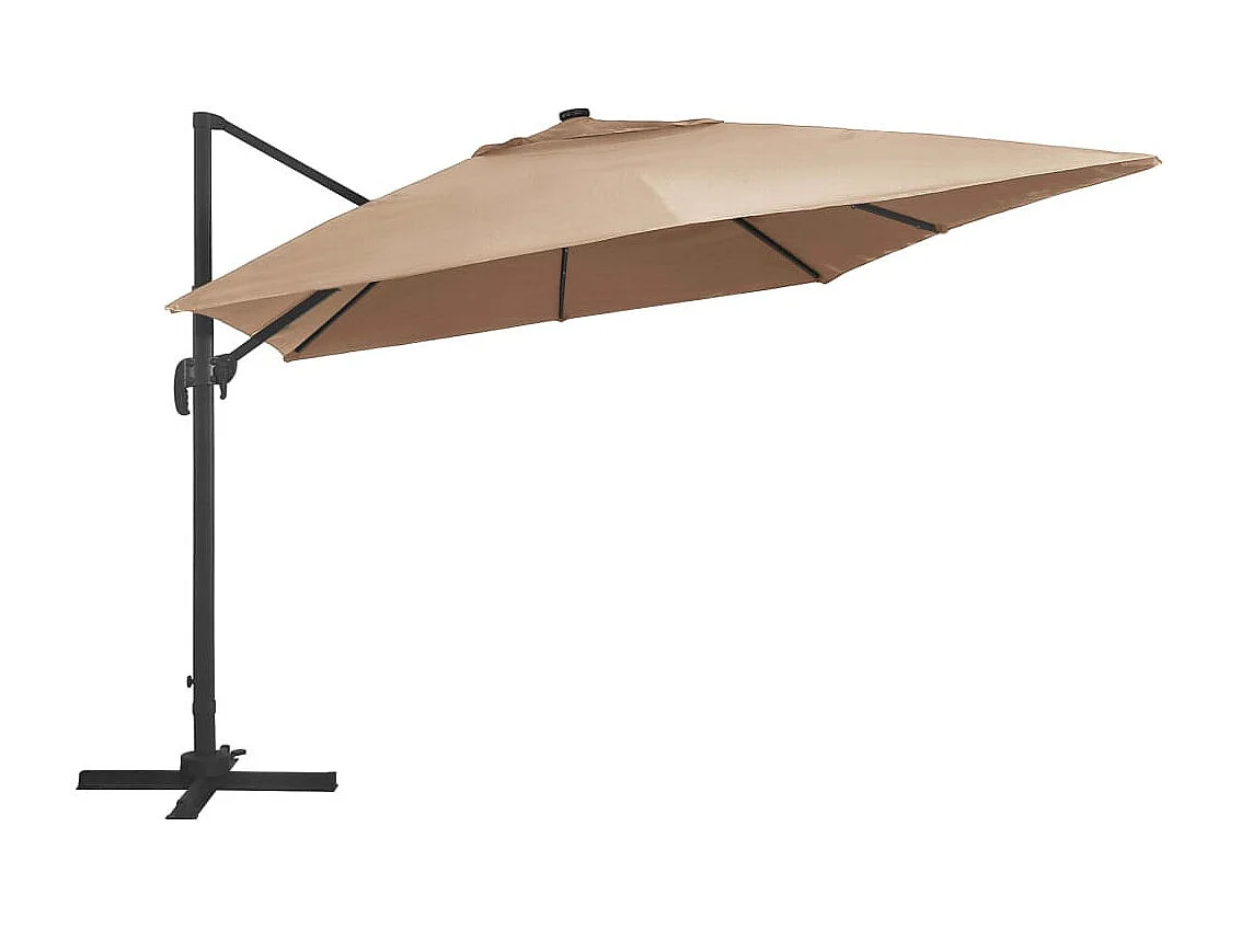 Parasol déporté avec lumières LED Aluminium 400x300 Taupe