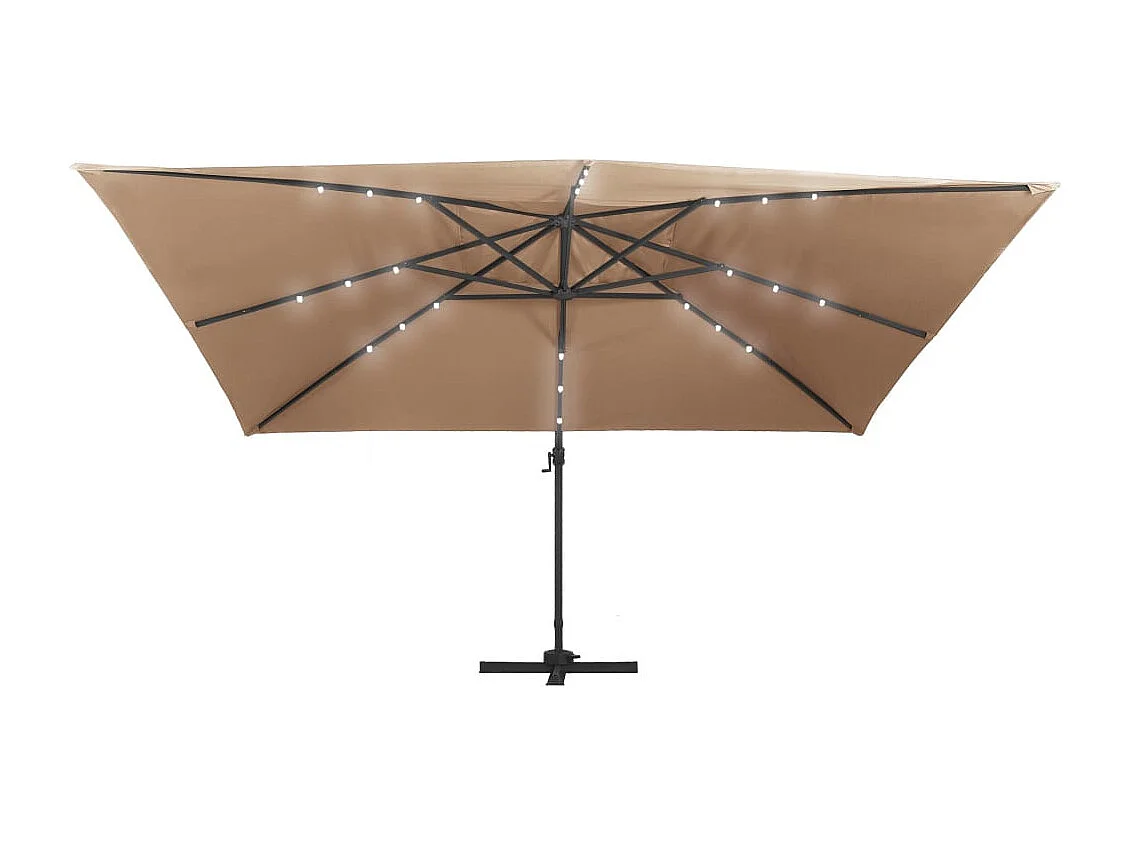 Parasol déporté avec lumières LED Aluminium 400x300 Taupe