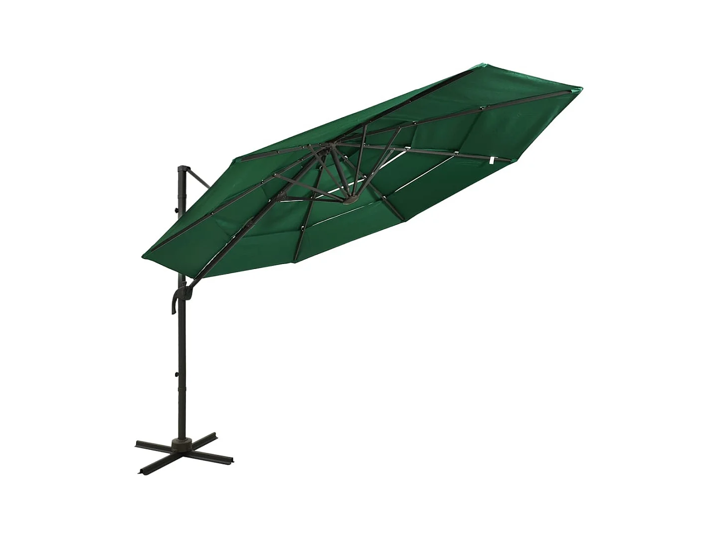 Parasol à 4 niveaux avec mât en aluminium Vert 3x3 m