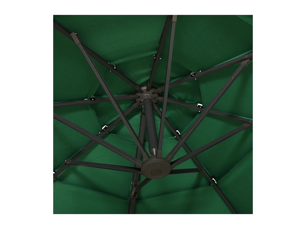 Parasol à 4 niveaux avec mât en aluminium Vert 3x3 m