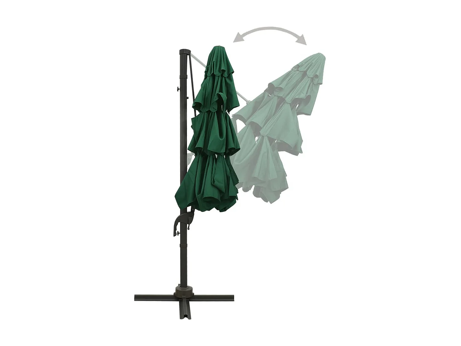 Parasol à 4 niveaux avec mât en aluminium Vert 3x3 m