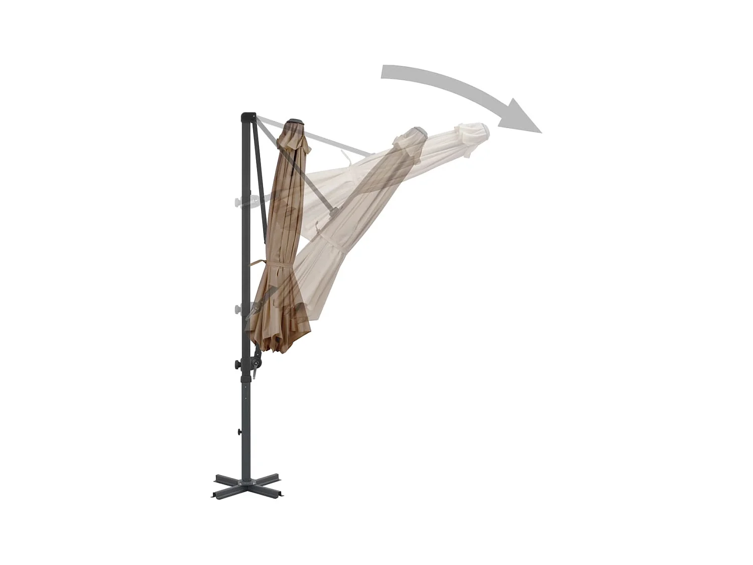 Parasol en porte-à-faux avec poteau en aluminium 300cm Taupe