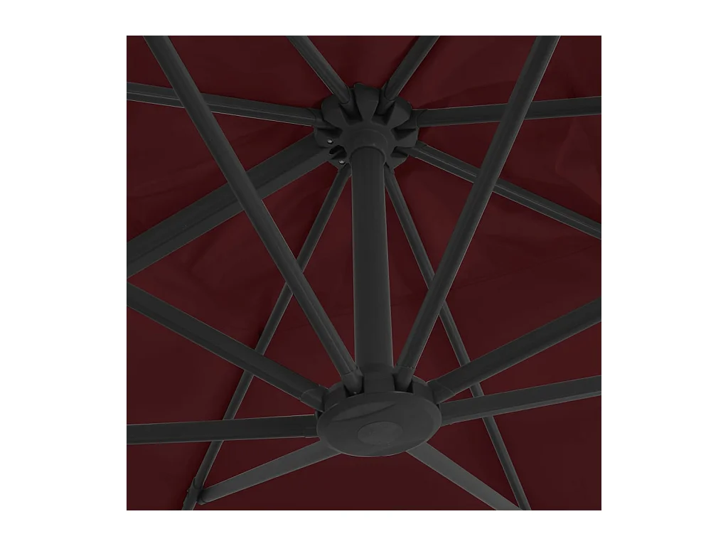 Parasol déporté avec mât en aluminium Rouge bordeaux 400x300