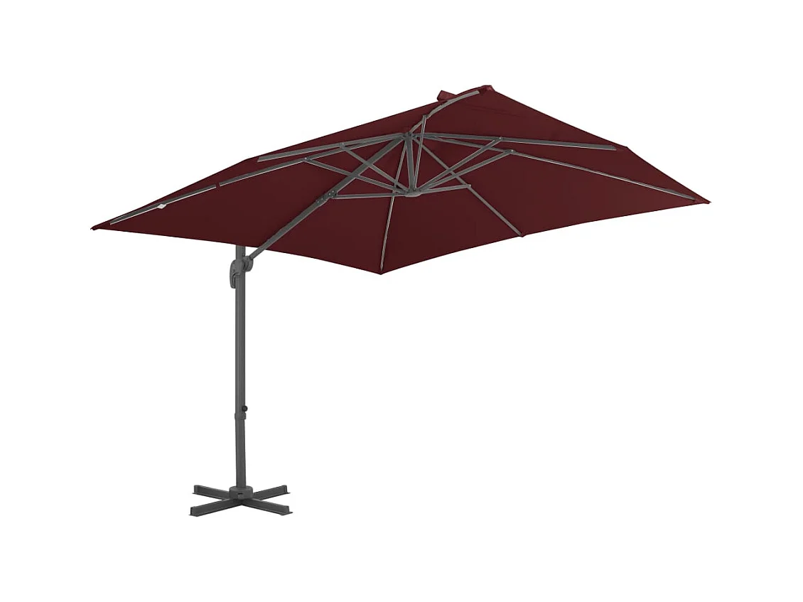 Parasol déporté avec mât en aluminium Rouge bordeaux 400x300