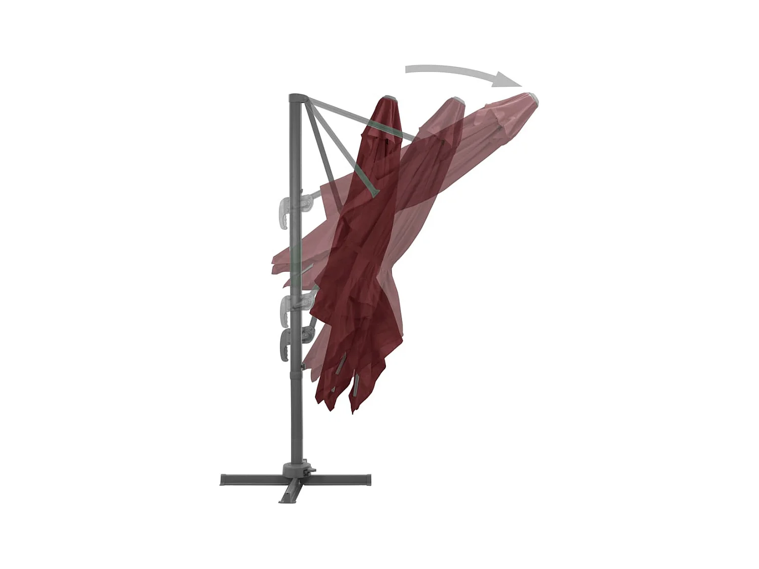 Parasol déporté avec mât en aluminium Rouge bordeaux 400x300