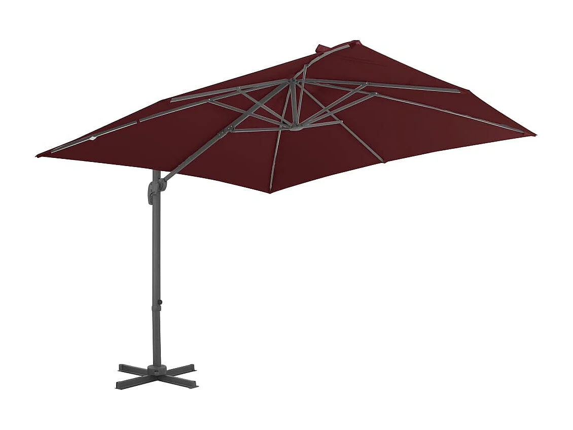 Parasol déporté avec mât en aluminium Rouge bordeaux 400x300