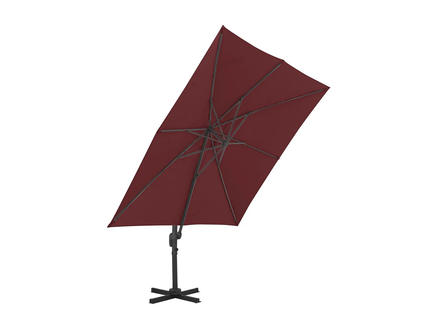 Parasol déporté avec mât en aluminium Rouge bordeaux 400x300