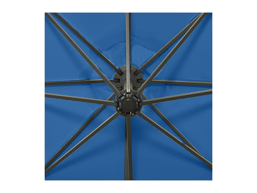 Parasol déporté avec mât et lumières LED Bleu azuré 300cm