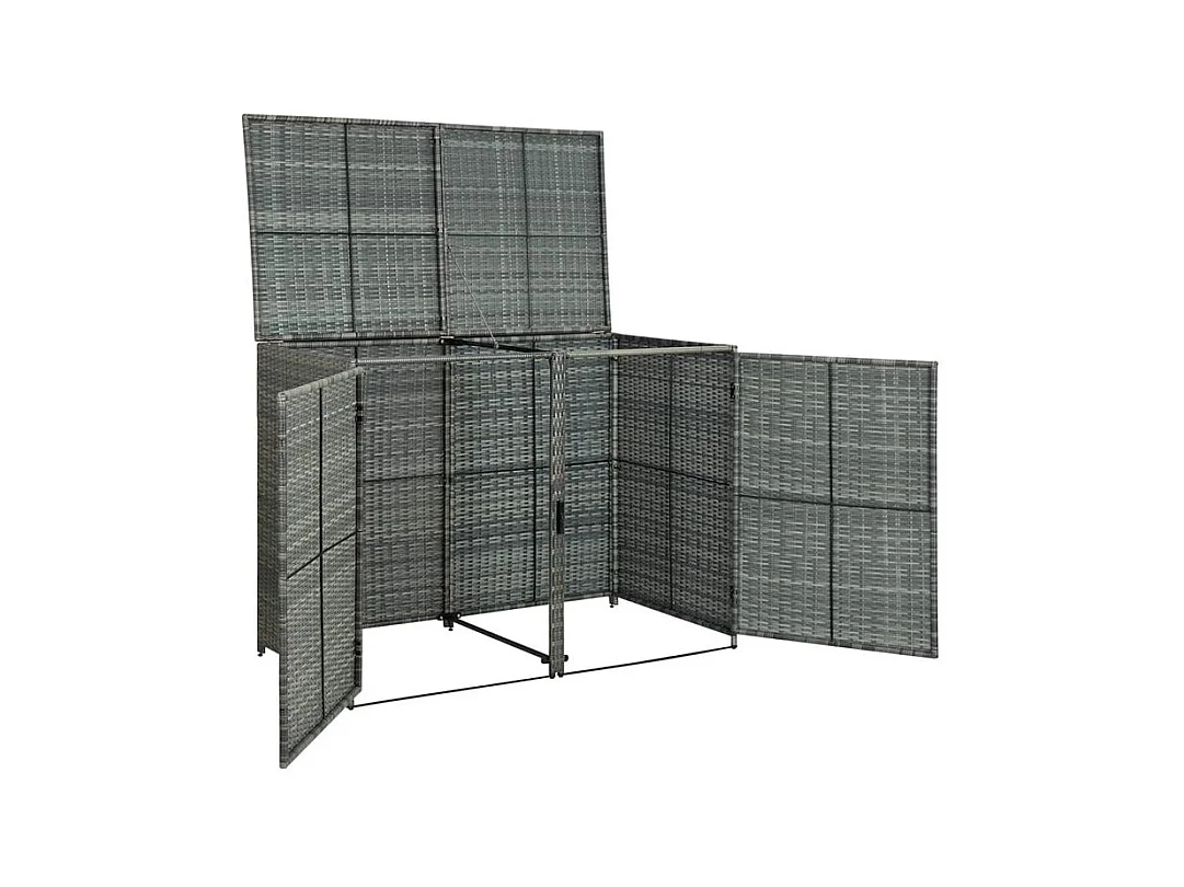 Abri de poubelle double Résine tressée Anthracite 148x77x111