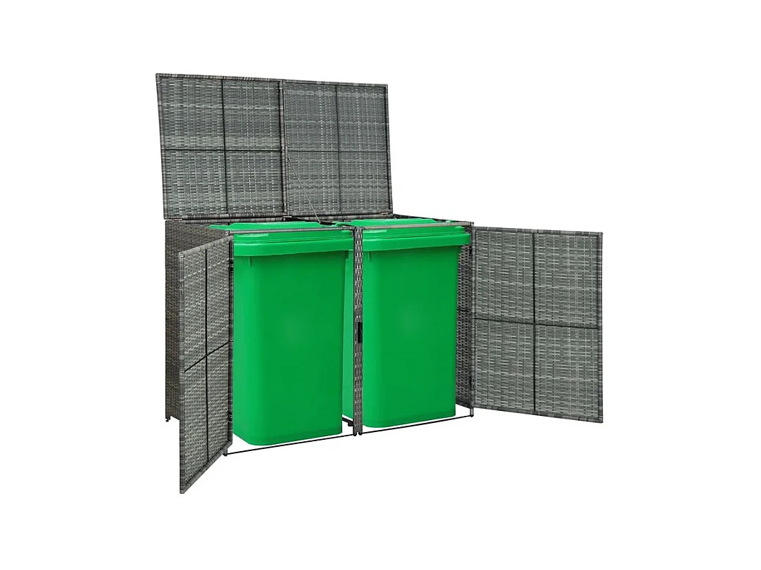 Abri de poubelle double Résine tressée Anthracite 148x77x111