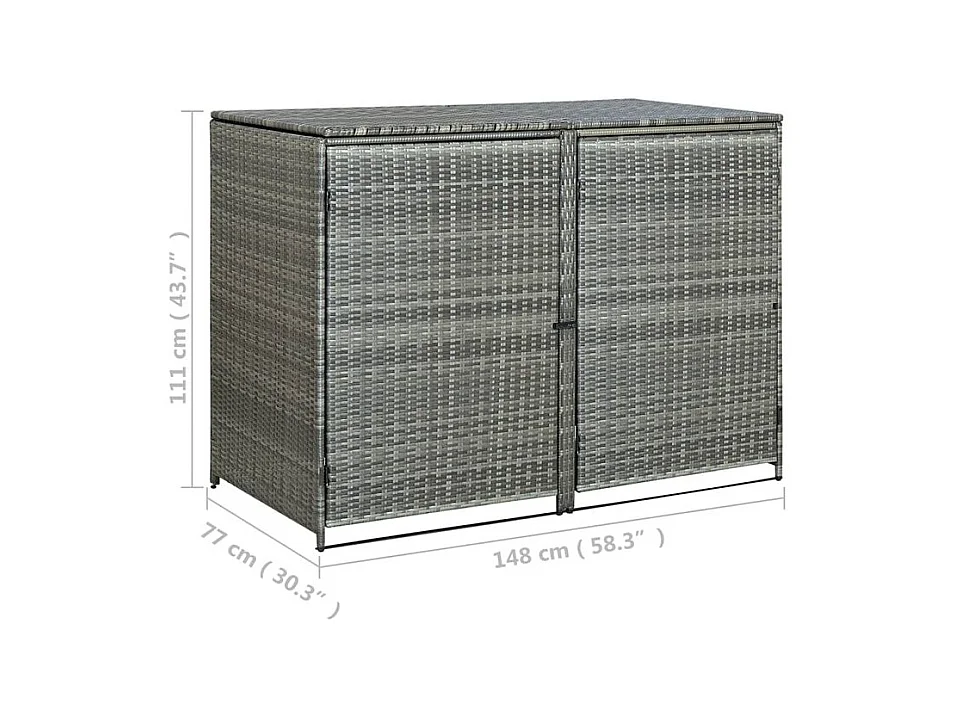 Abri de poubelle double Résine tressée Anthracite 148x77x111