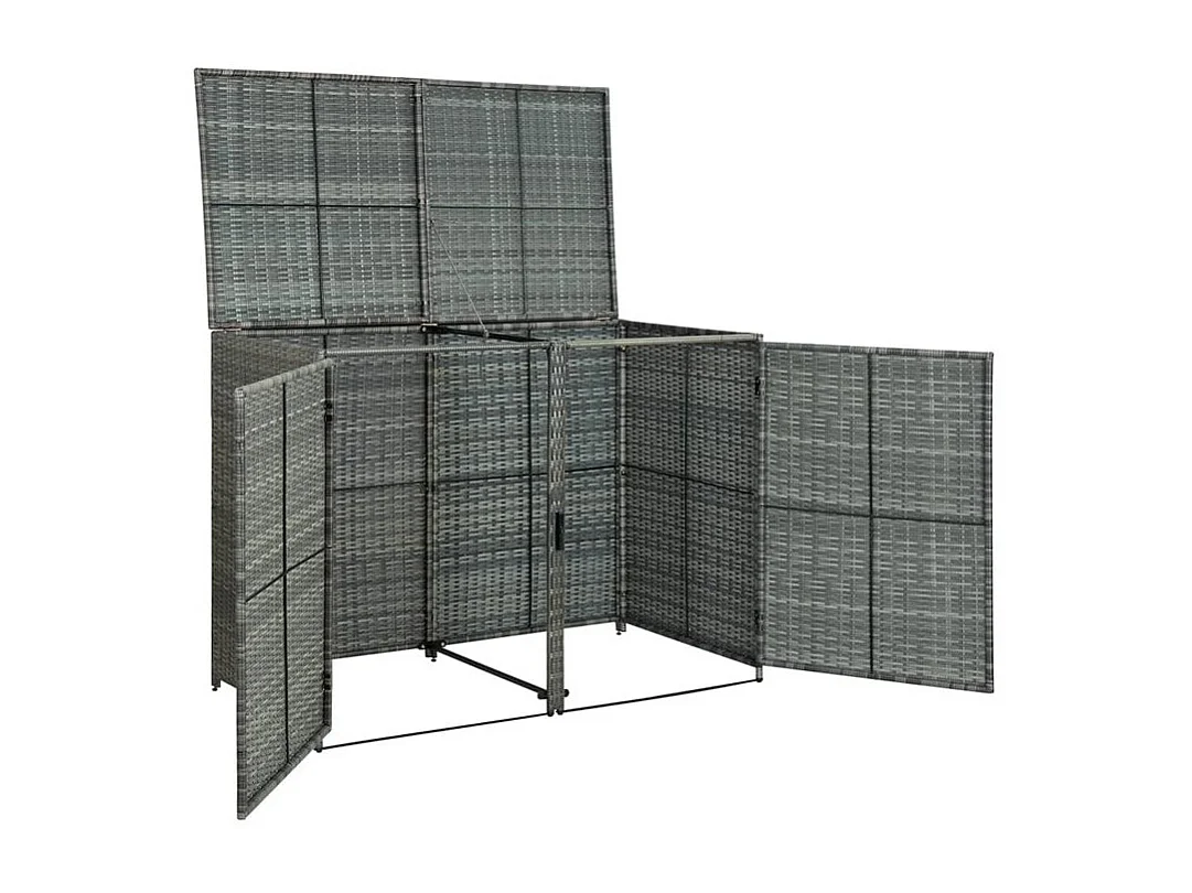 Abri de poubelle double Résine tressée Anthracite 148x77x111