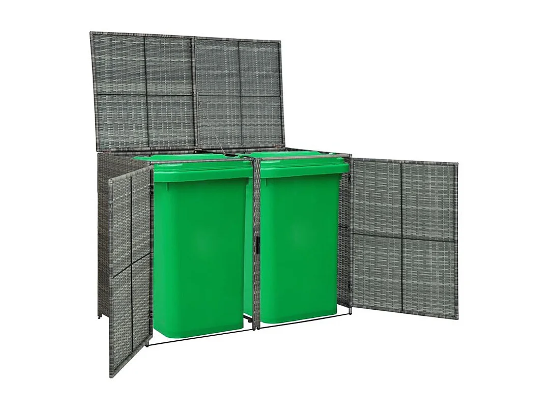 Abri de poubelle double Résine tressée Anthracite 148x77x111