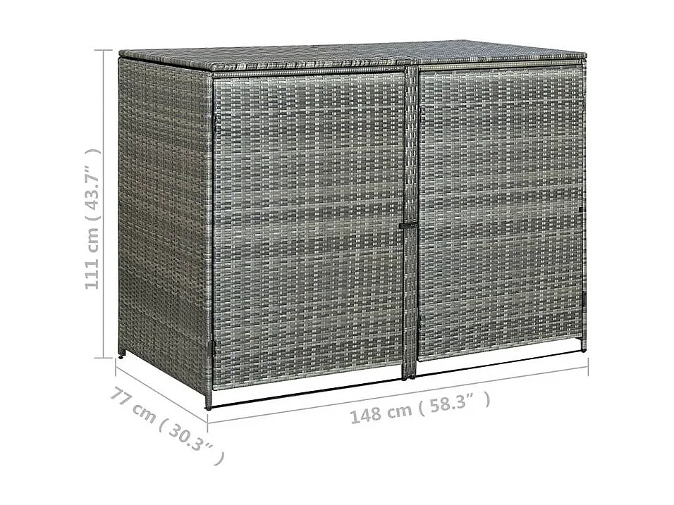 Abri de poubelle double Résine tressée Anthracite 148x77x111