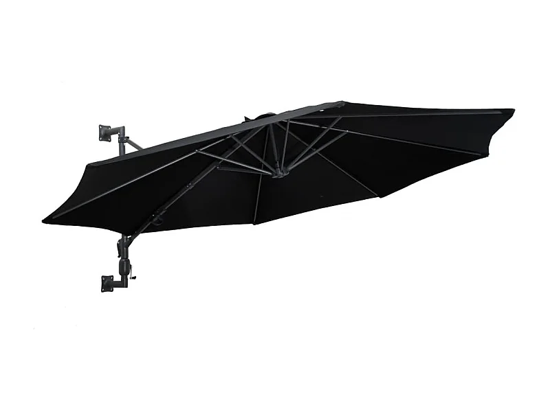 Parasol mural avec mât en métal 300cm Noir