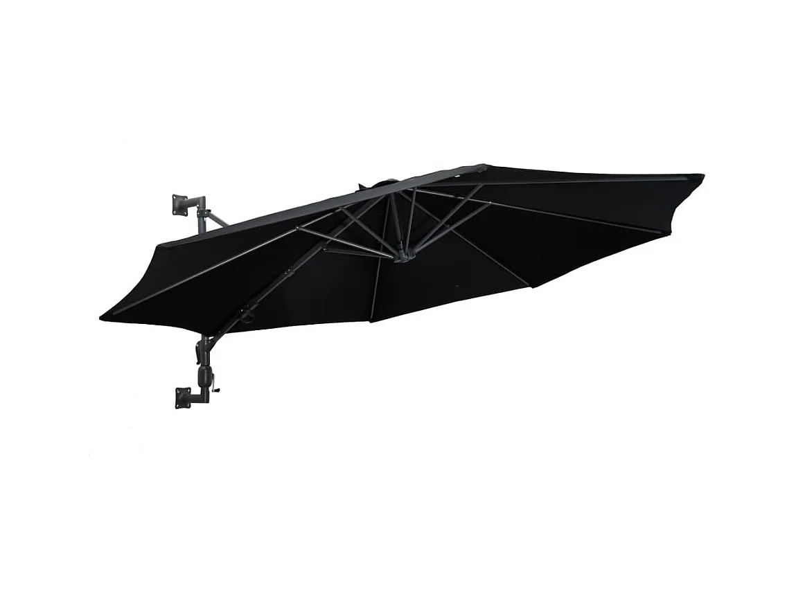 Parasol mural avec mât en métal 300cm Noir