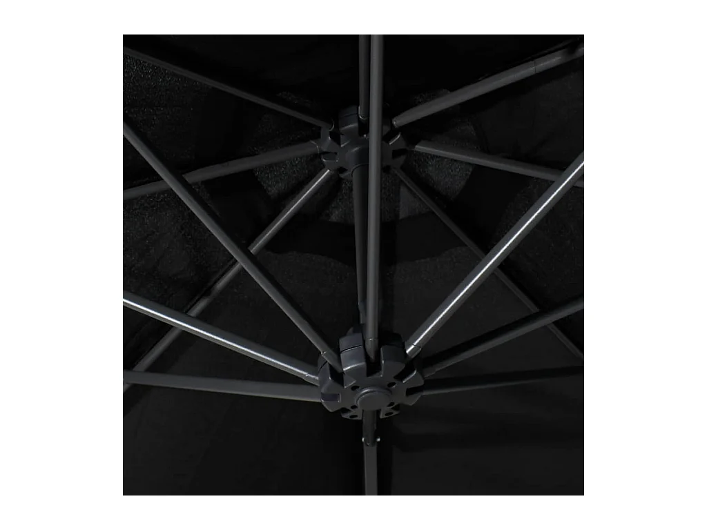 Parasol mural avec mât en métal 300cm Noir