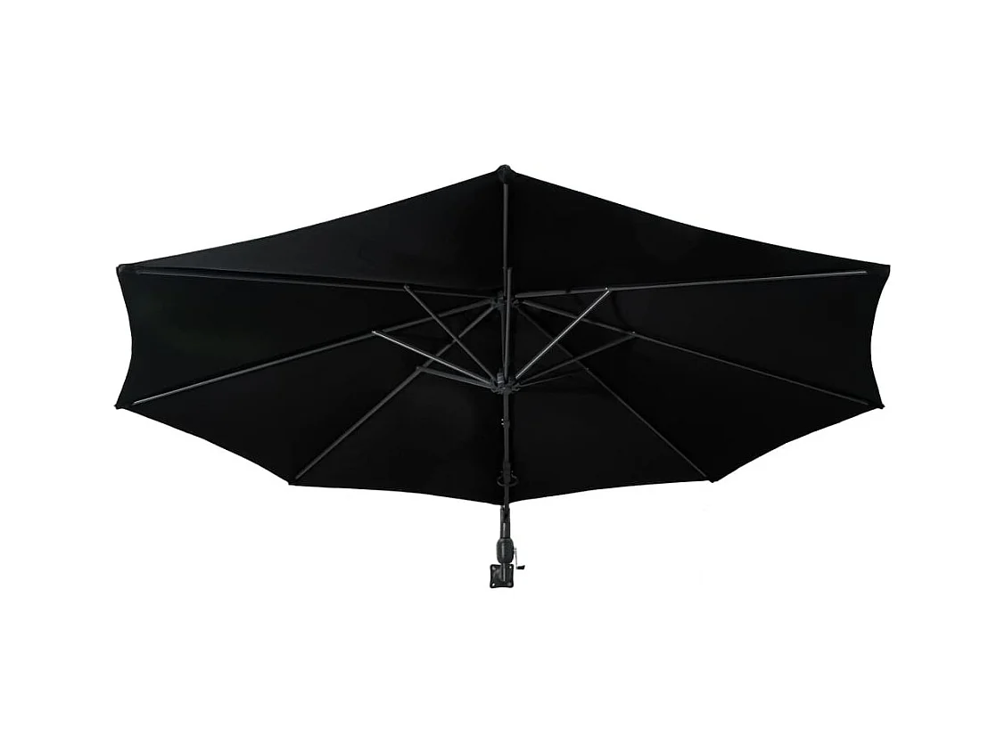 Parasol mural avec mât en métal 300cm Noir
