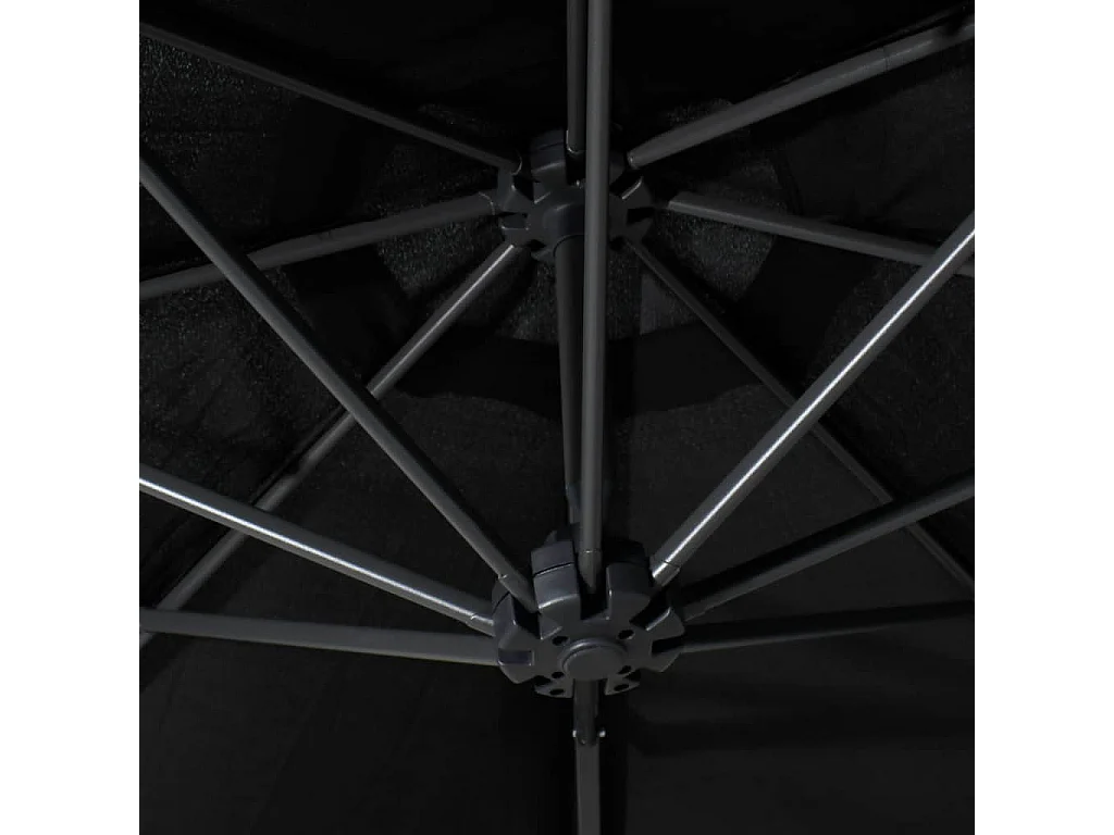 Parasol mural avec mât en métal 300cm Noir