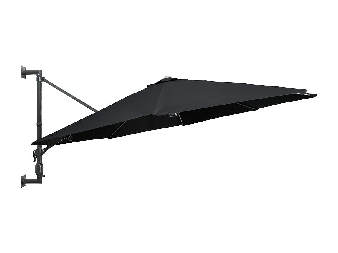 Parasol mural avec mât en métal 300cm Noir