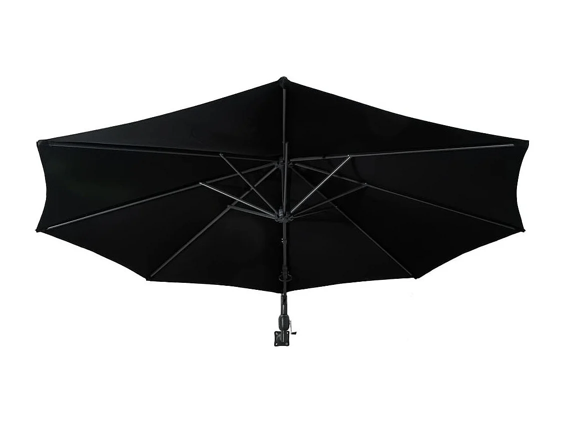 Parasol mural avec mât en métal 300cm Noir