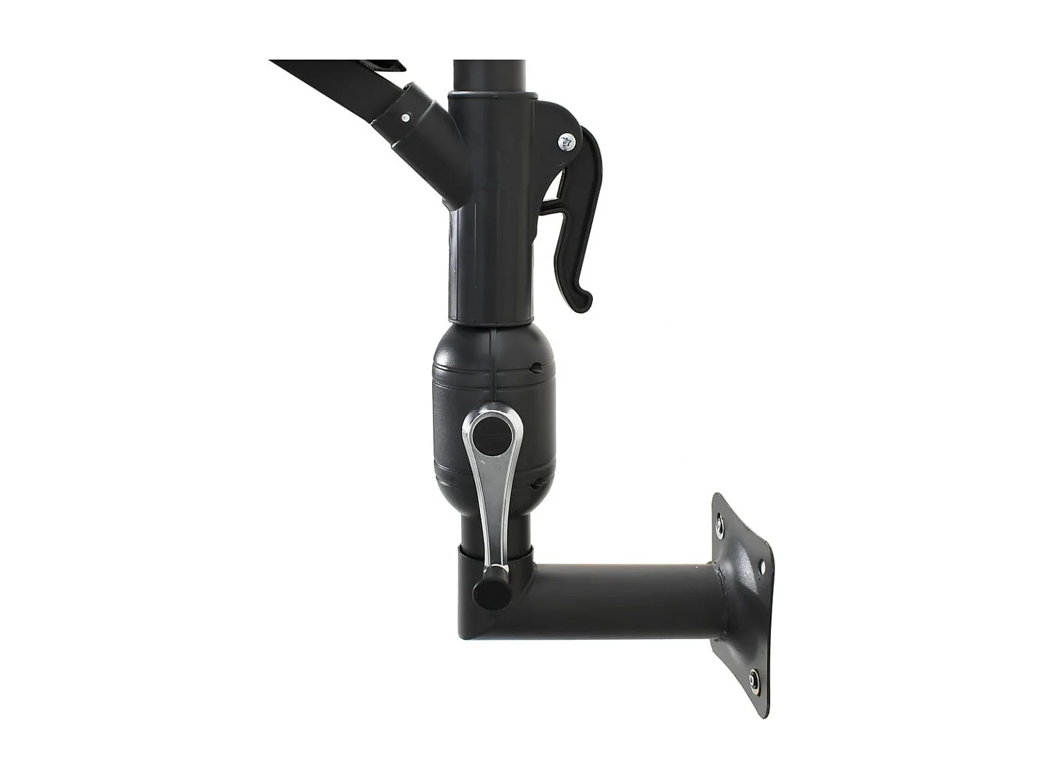 Parasol mural avec mât en métal 300cm Noir