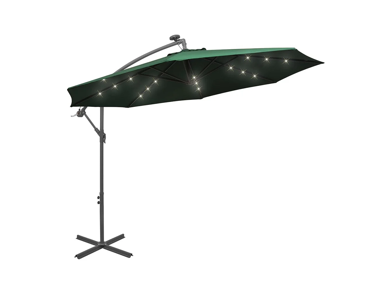 Parasol avec éclairage LED 300cm Poteau en métal Vert