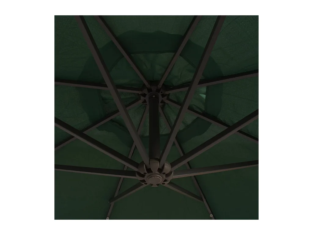 Parasol avec éclairage LED 300cm Poteau en métal Vert