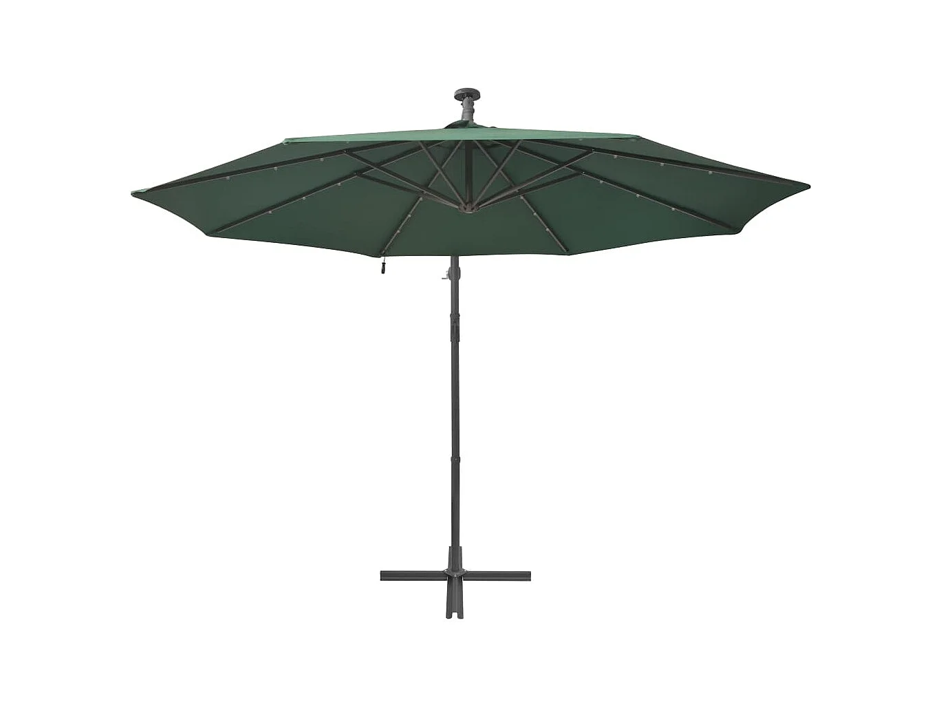 Parasol avec éclairage LED 300cm Poteau en métal Vert