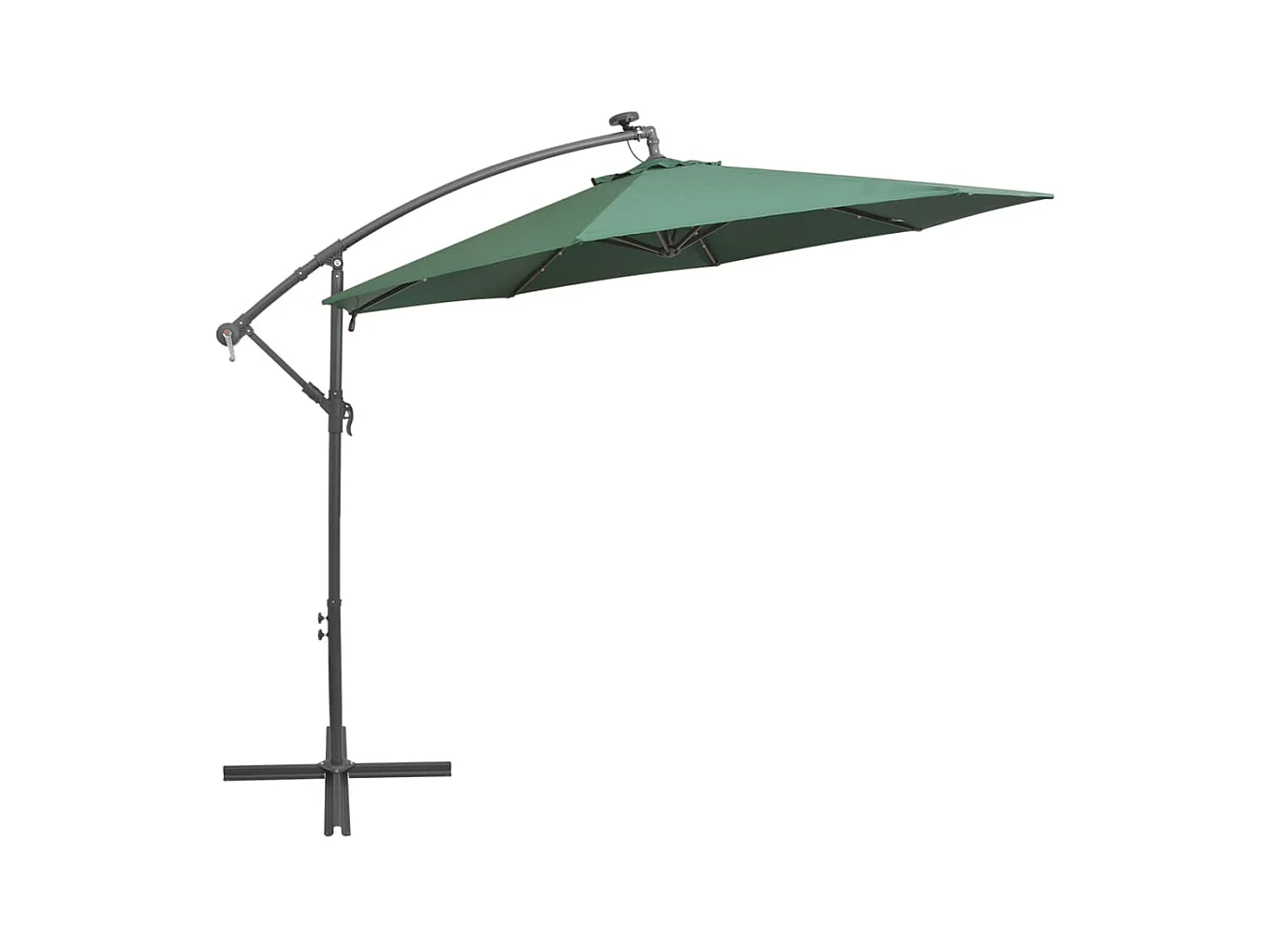 Parasol avec éclairage LED 300cm Poteau en métal Vert