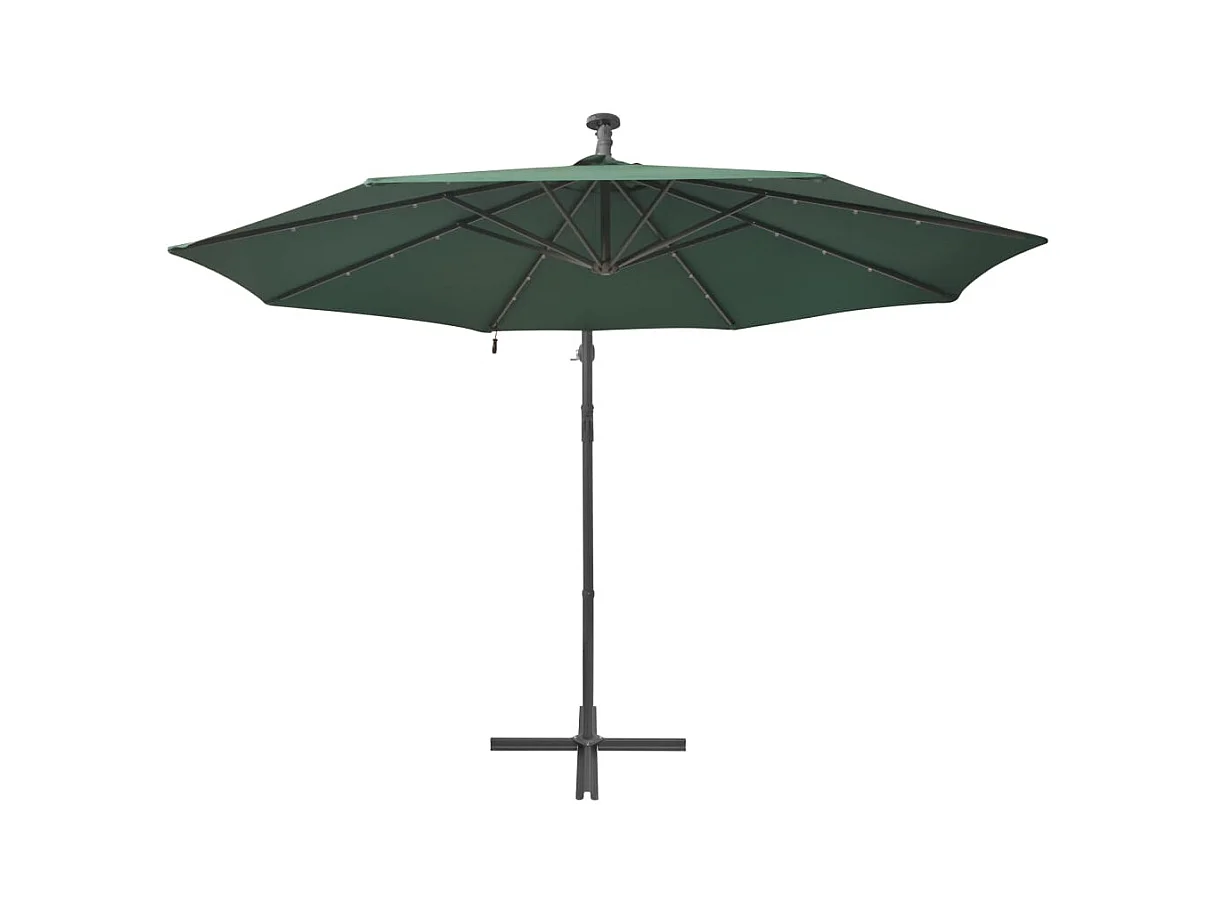 Parasol avec éclairage LED 300cm Poteau en métal Vert