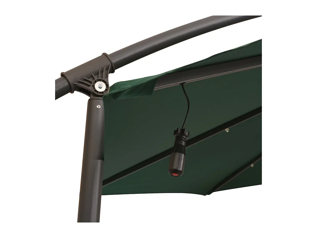 Parasol avec éclairage LED 300cm Poteau en métal Vert