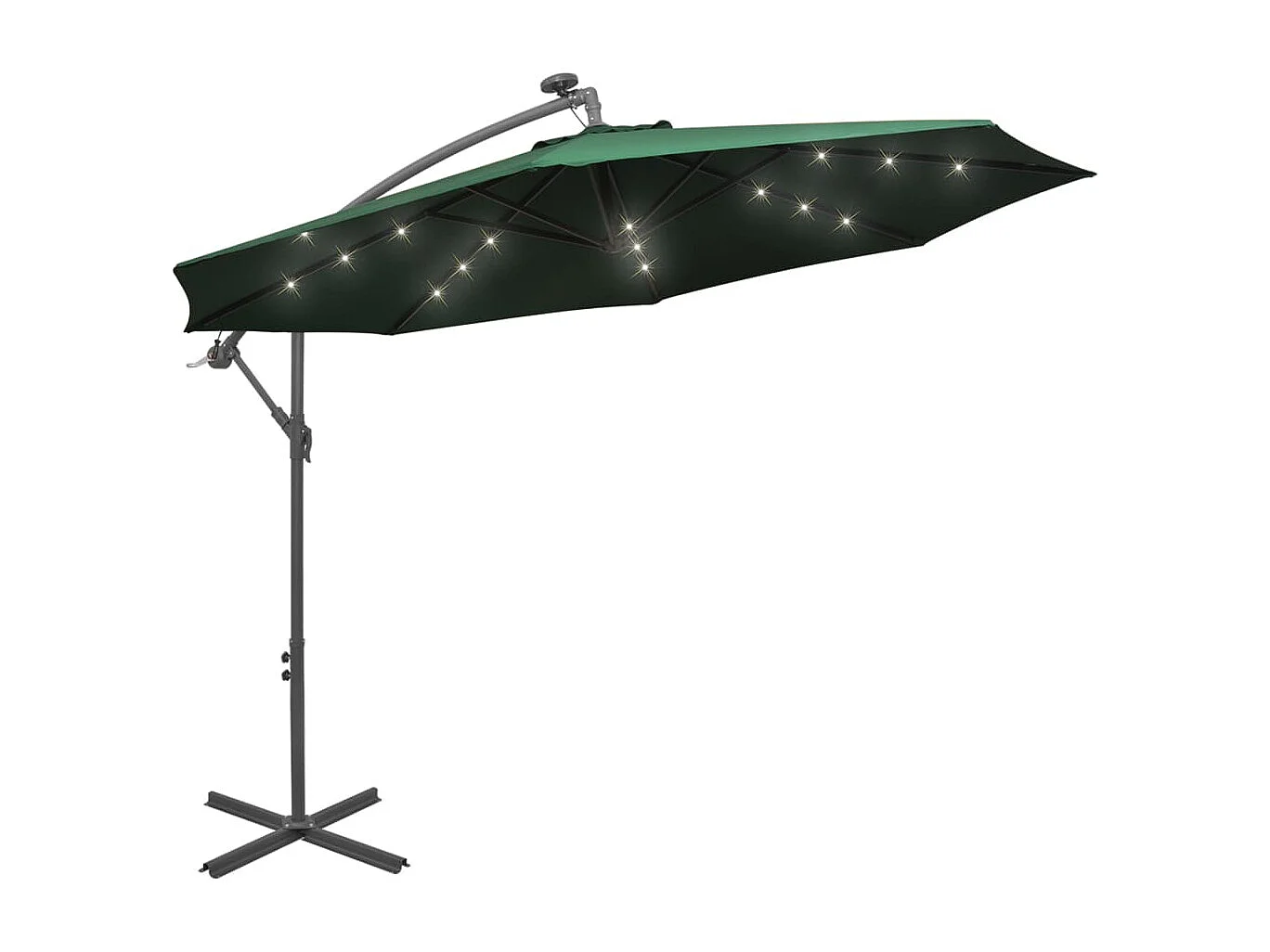 Parasol avec éclairage LED 300cm Poteau en métal Vert