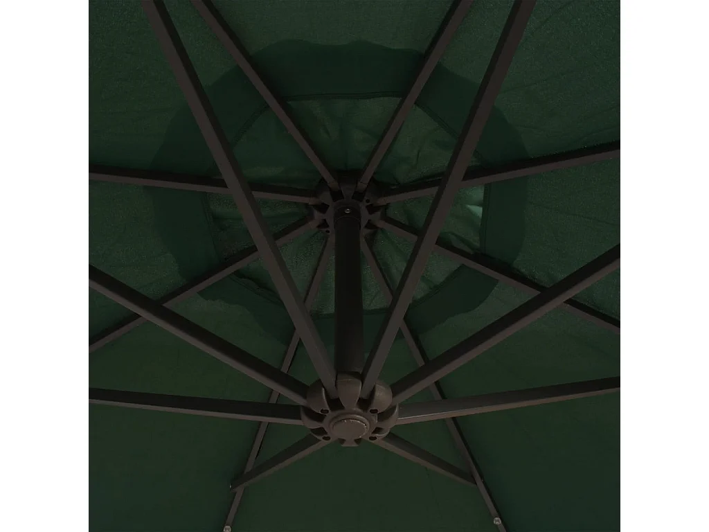 Parasol avec éclairage LED 300cm Poteau en métal Vert