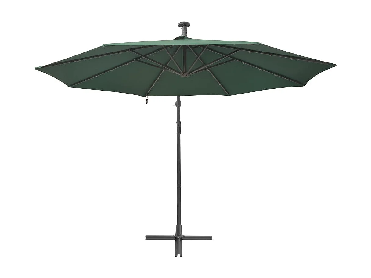 Parasol avec éclairage LED 300cm Poteau en métal Vert