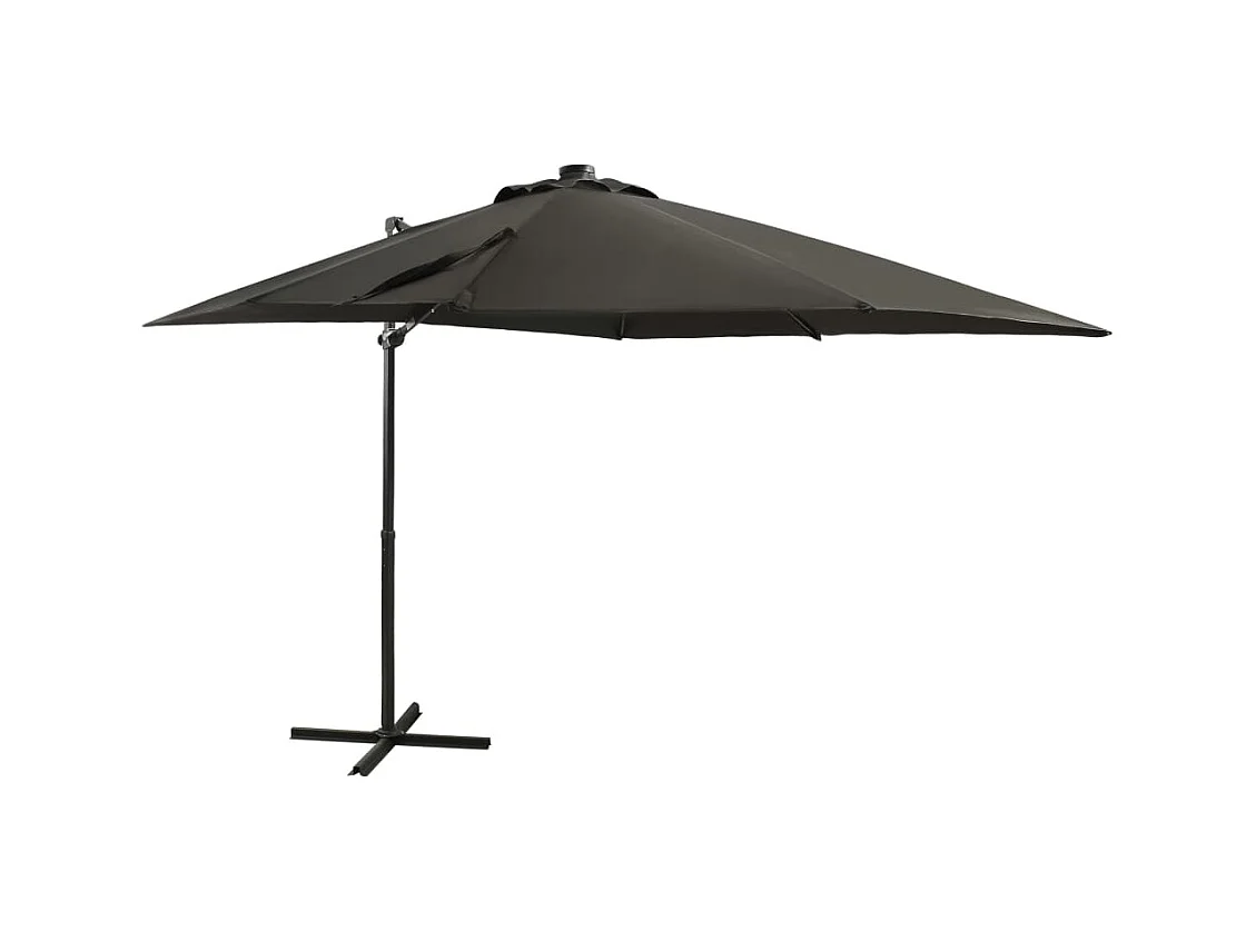 Parasol déporté avec mât et lumières LED Anthracite 250cm
