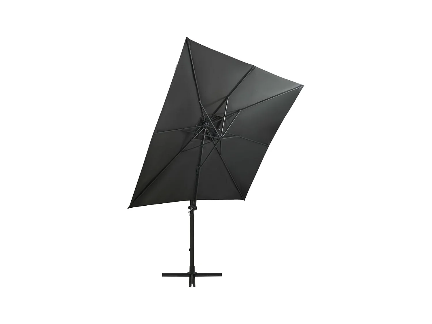 Parasol déporté avec mât et lumières LED Anthracite 250cm