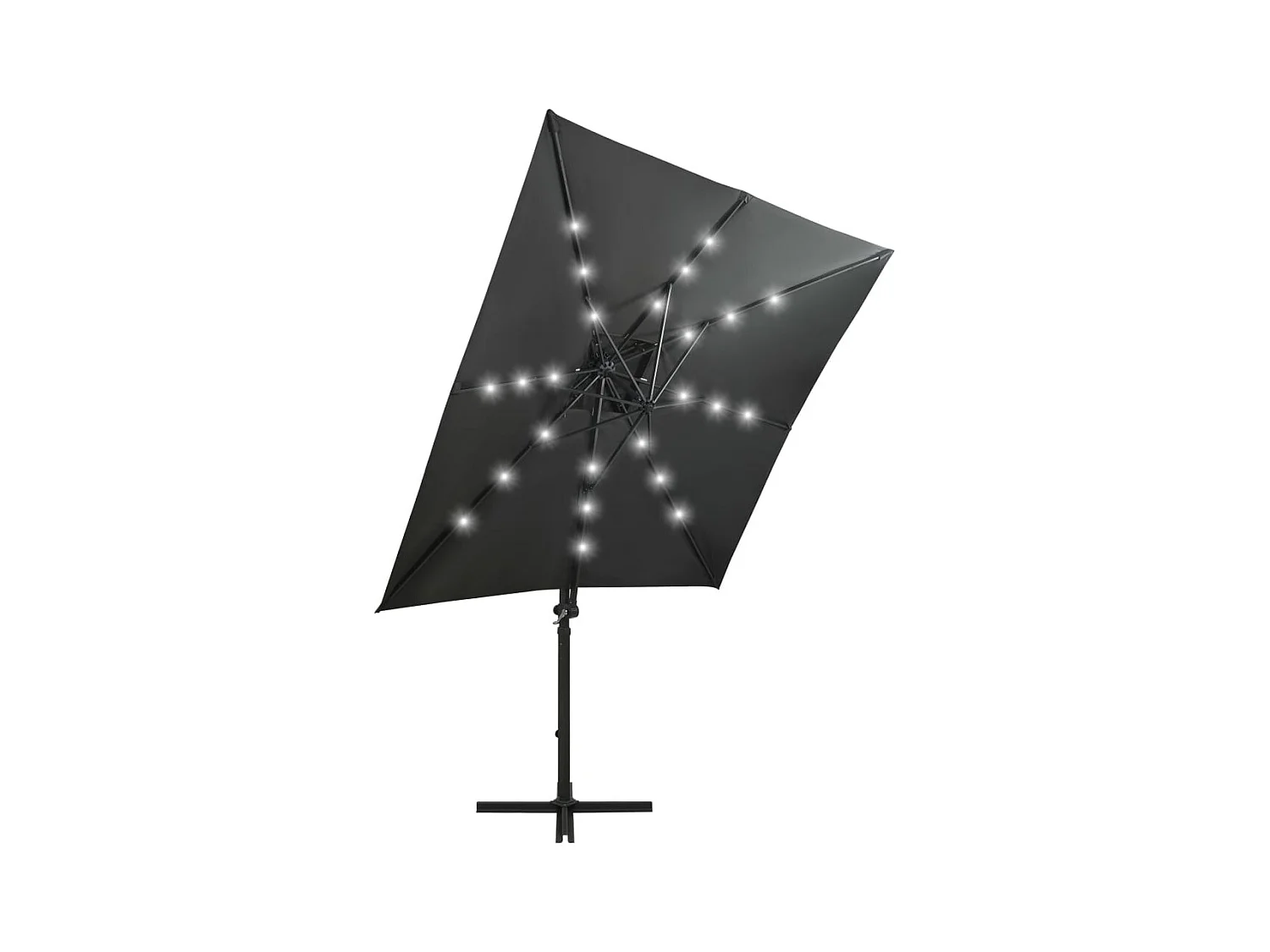 Parasol déporté avec mât et lumières LED Anthracite 250cm