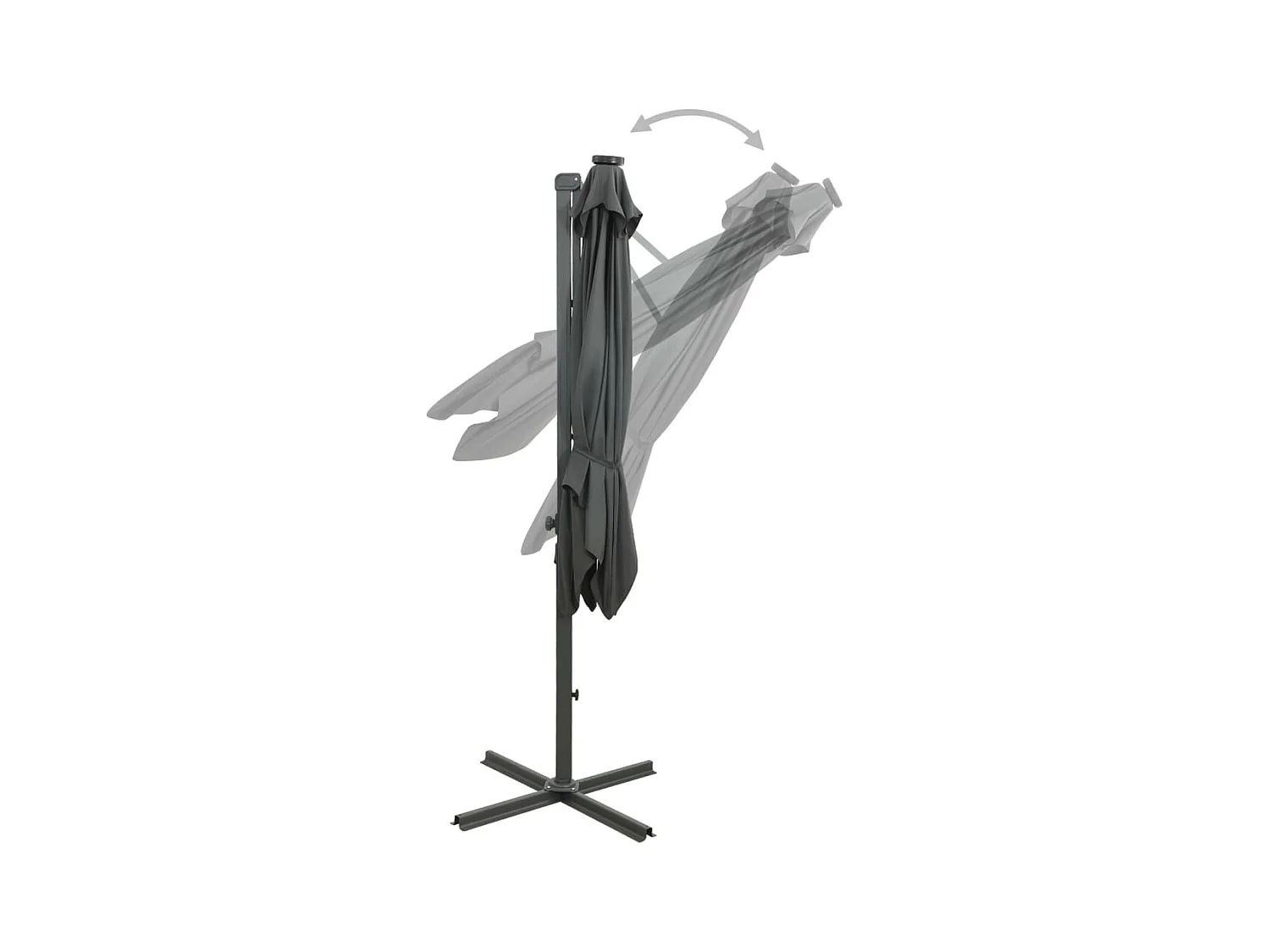 Parasol déporté avec mât et lumières LED Anthracite 250cm