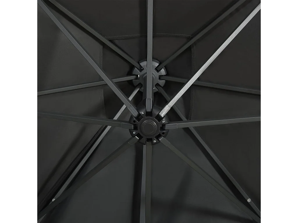 Parasol déporté avec mât et lumières LED Anthracite 250cm