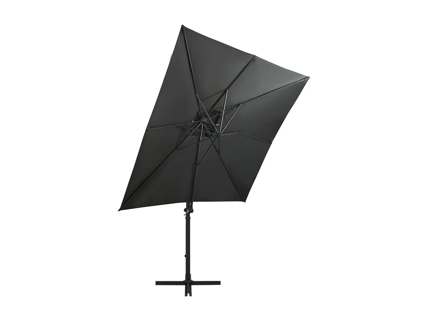 Parasol déporté avec mât et lumières LED Anthracite 250cm