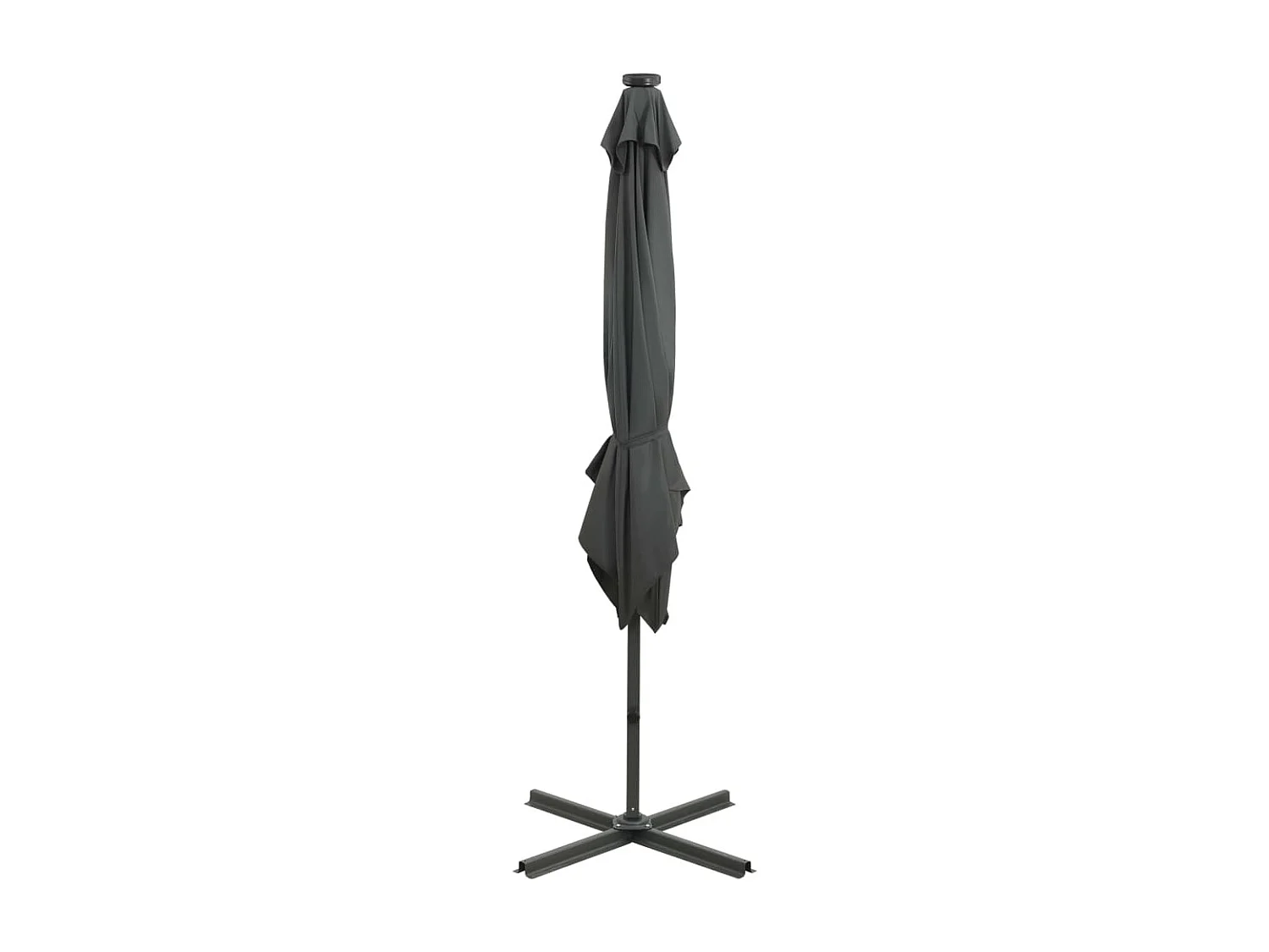 Parasol déporté avec mât et lumières LED Anthracite 250cm