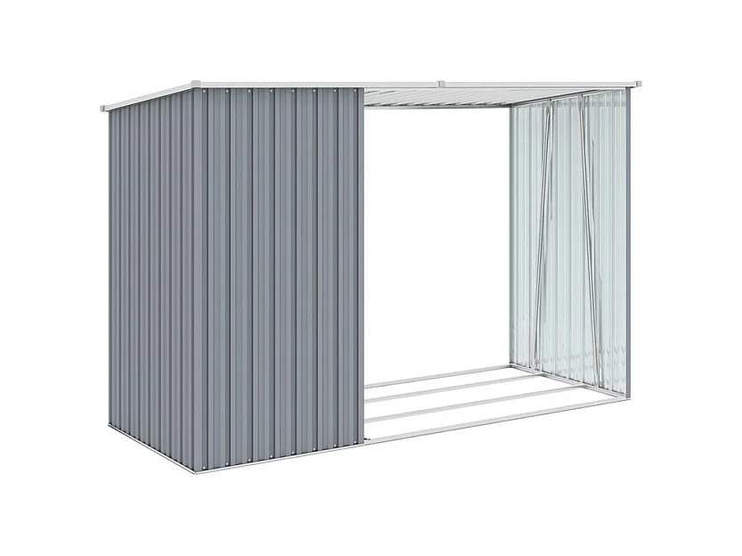 Abri à bois de jardin Gris 245x98x159 Acier galvanisé