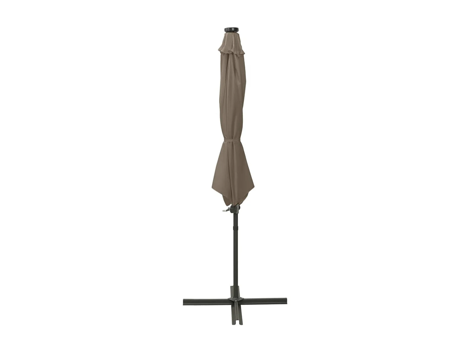 Parasol déporté avec mât et lumières LED Taupe 300cm