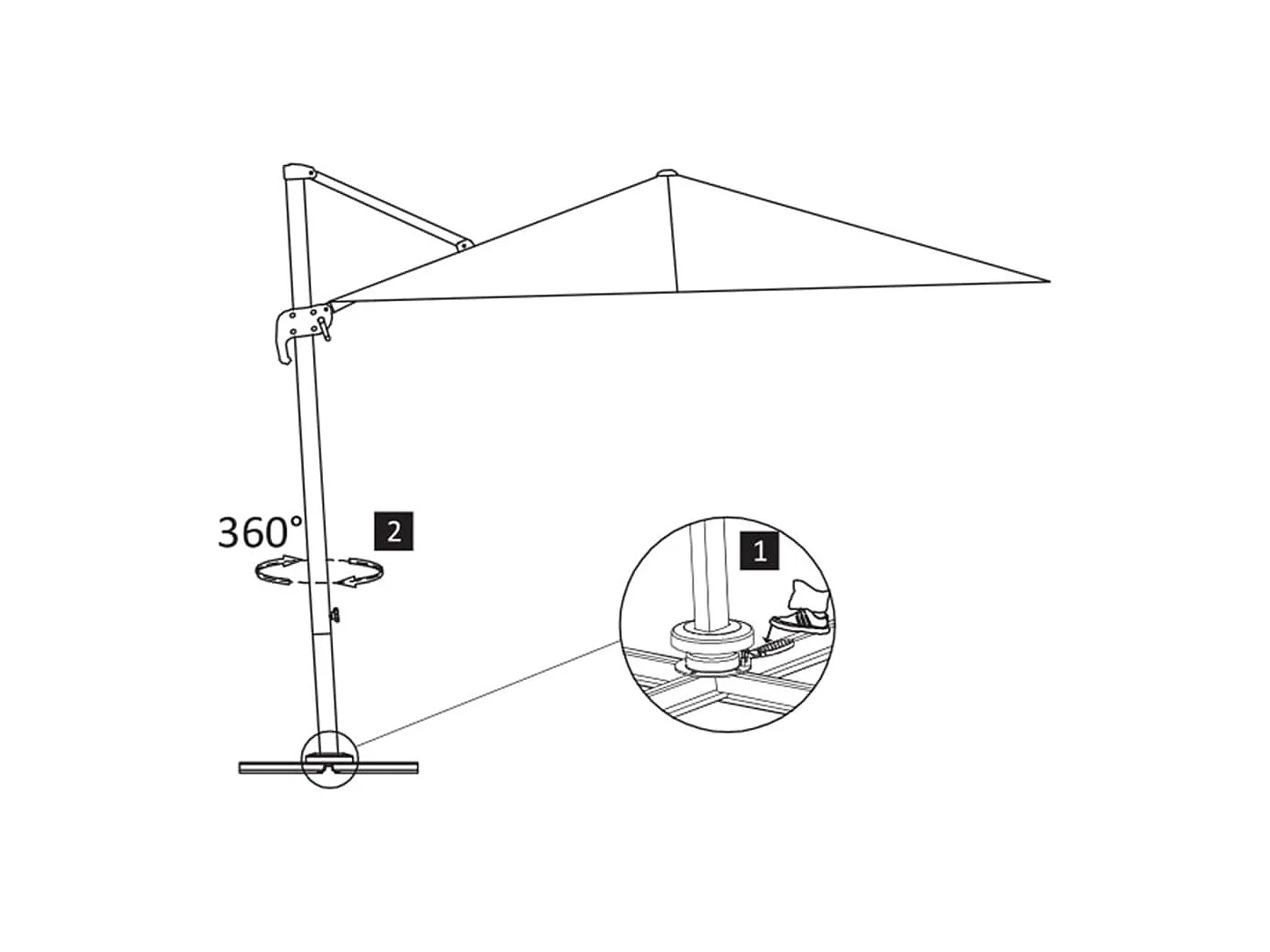 Parasol en porte-à-faux avec mât en aluminium 400x300 Taupe