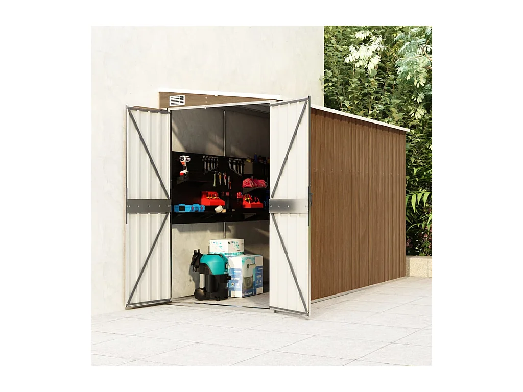Abri de jardin mural Marron 118x288x178 Acier galvanisé