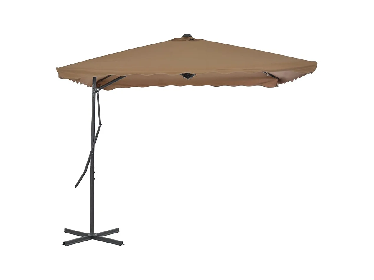 Parasol d'extérieur déporté avec poteau en acier 250x250 Taupe