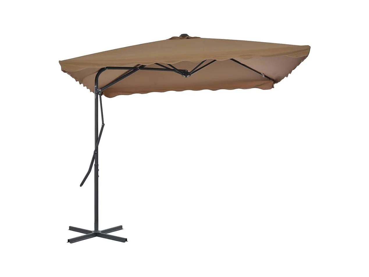 Parasol d'extérieur déporté avec poteau en acier 250x250 Taupe